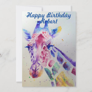 Cute Giraffe Zoo Animal Birthday Childs Invitation