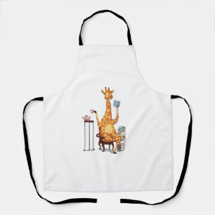 Cute Giraffes, Books and Tea Gift Apron