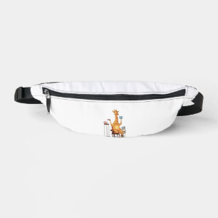 Cute Giraffes, Books and Tea Gift Bum Bags