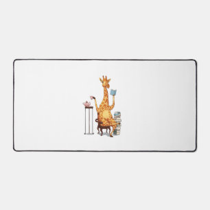 Cute Giraffes, Books and Tea Gift   Desk Mat