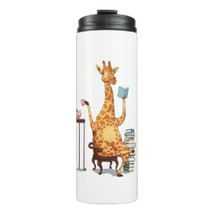 Cute Giraffes, Books and Tea Gift   Thermal Tumbler