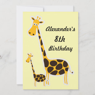 Cute Giraffes Childs 8th Birthday Party Invitation