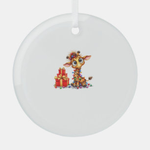 Cute Giraffes Christmas Lights Xmas Giraffe Glass Tree Decoration