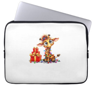 Cute Giraffes Christmas Lights Xmas Giraffe Laptop Sleeve