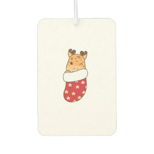 Cute Giraffes In Christmas Sock For Christmas Gira Car Air Freshener