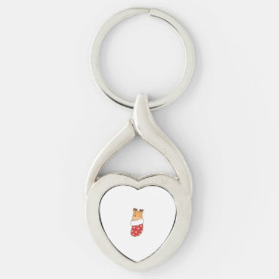 Cute Giraffes In Christmas Sock For Christmas Gira Key Ring