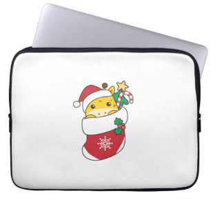 Cute Giraffes In Christmas Sock For Christmas Gira Laptop Sleeve