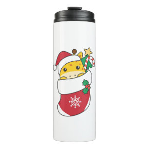 Cute Giraffes In Christmas Sock For Christmas Gira Thermal Tumbler