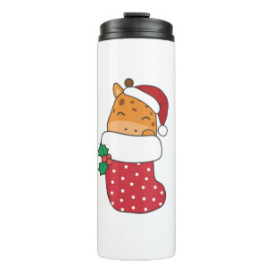 Cute Giraffes In Christmas Sock For Christmas Gira Thermal Tumbler