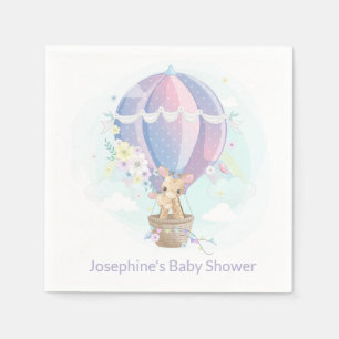 Cute Giraffes in Hot Air Balloon Baby Shower Napkin