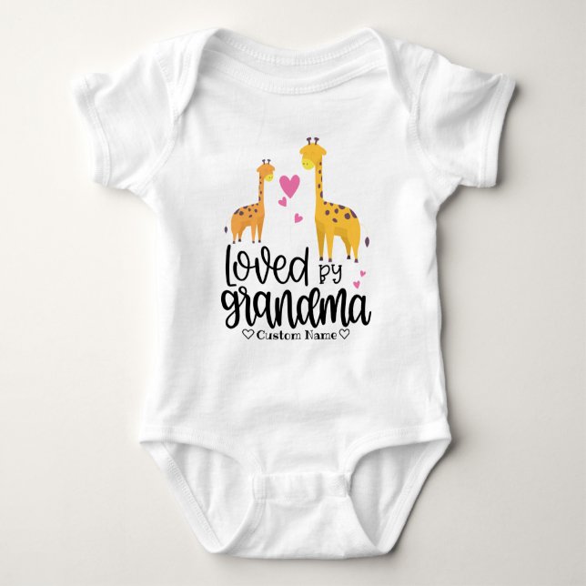 Cute Giraffes - Loved by Grandma Baby Bodysuit (Front)