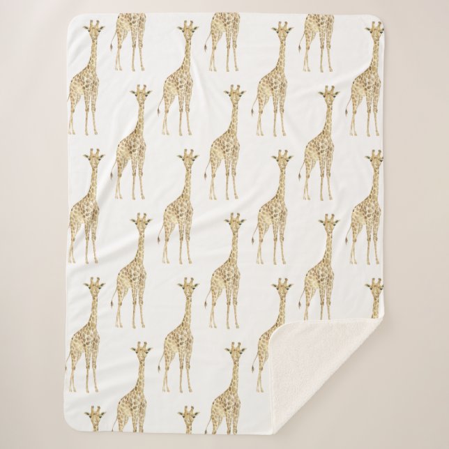 Cute Giraffes Sherpa Blanket (Front)