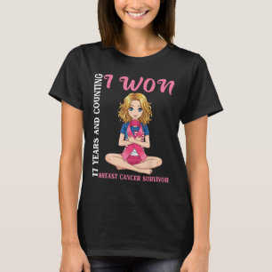 Cute Girl 17 Years And Counting I Won Breast Cance T-Shirt