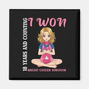 Cute Girl 18 Years And Counting I Won Breast Cance Magnet