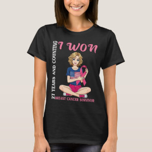 Cute Girl 27 Years And Counting I Won Breast Cance T-Shirt