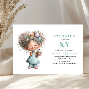 Cute Girl 2nd Birthday Whimsy Purple Green invites
