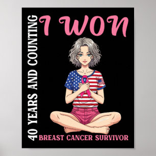 Cute Girl 40 Years And Counting I Won Breast Cance Poster