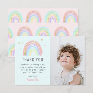 Cute Girl Abstract Rainbow Any Age Birthday Thank You Card