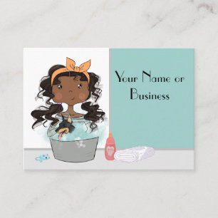 Cute Girl and Dog Bath Pet Grooming Business Card