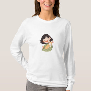 Cute Girl And Her Feline Friend T-Shirt