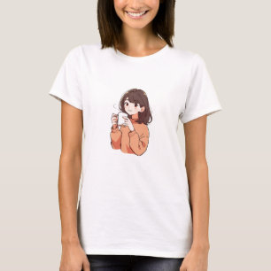 Cute Girl And Mug T-Shirt