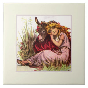 Cute Girl And Pony Ceramic Tile