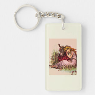 Cute Girl And Pony Key Ring