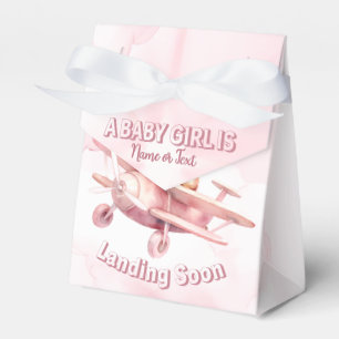 Cute Girl Baby Bear Pilot Pink Aeroplane Beautiful Favour Box