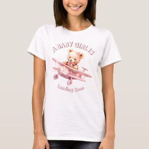 Cute Girl Baby Bear Pilot Pink Airplane Beautiful T-Shirt