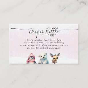 Cute Girl Baby Shower Diaper Raffle Request Enclosure Card