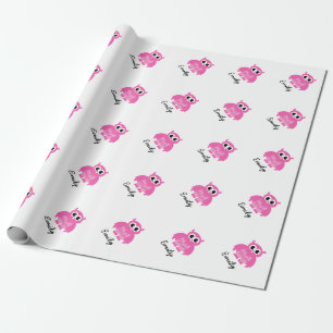 Cute girl baby shower girly pink owl wrappingpaper