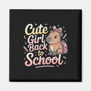 Cute Girl Back To School Capybara First Day Of Sch Magnet