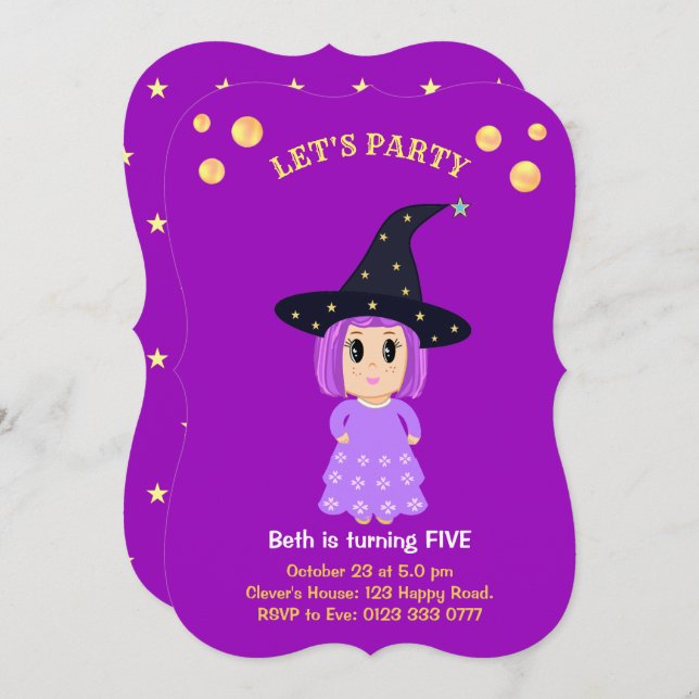 Cute Girl Birthday Invitation (Front/Back)