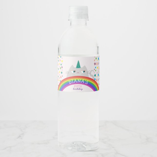 Cute Girl Birthday Water Bottle Label (Front)
