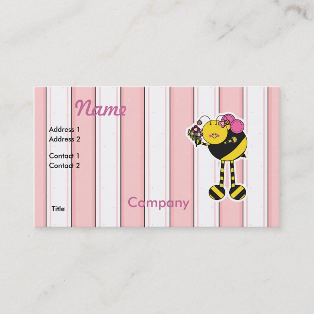Cute Girl Bumble Bee Business Card (Front)