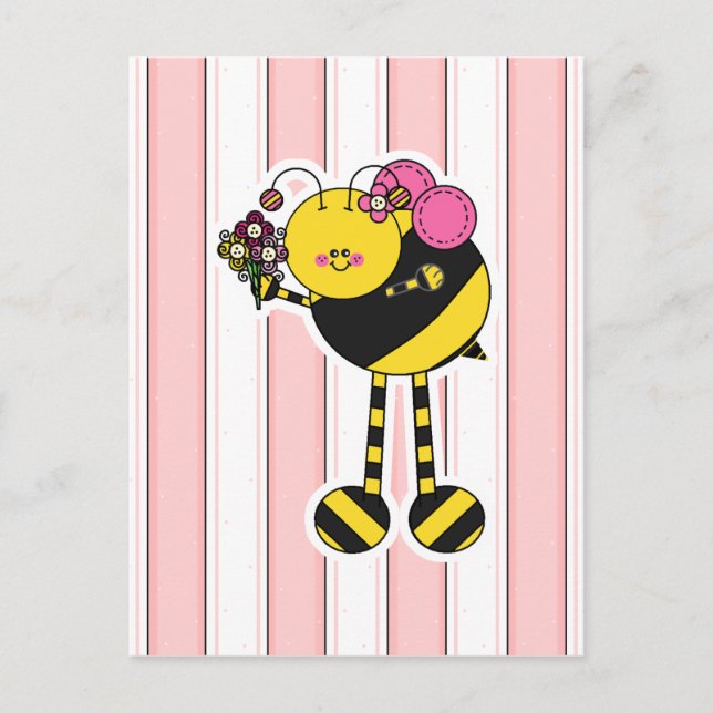 Cute Girl Bumble Bee Postcard (Front)