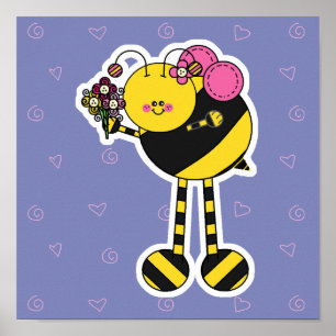 Cute Girl Bumble Bee Poster