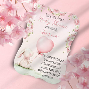 Cute Girl Bunny Baby Shower Invitation