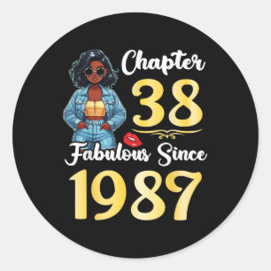 Cute Girl Chapter 38 Years Old Fabulous Since 1987 Classic Round Sticker