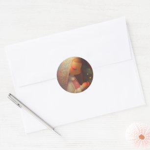 Cute Girl Classic Round Sticker