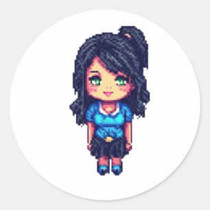 Cute girl classic round sticker
