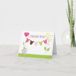 Cute Girl Clothing Clothesline Thank You Note Card