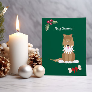Cute Girl Collie Dog Customizable Holiday Card