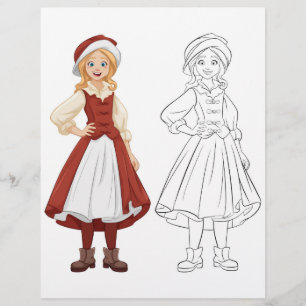 Cute girl colouring page
