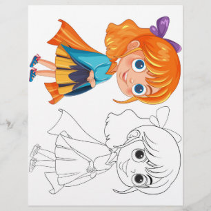 Cute girl colouring page