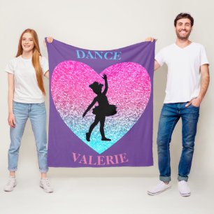Cute Girl Dance Fleece Blanket w/ Her Name