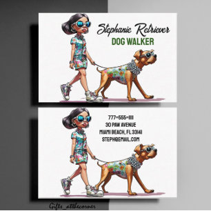 Cute Girl Dog Walker Pet Sitter Business Card