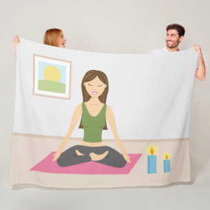Cute Girl Doing Yoga In A Pretty Room Fleece Blanket