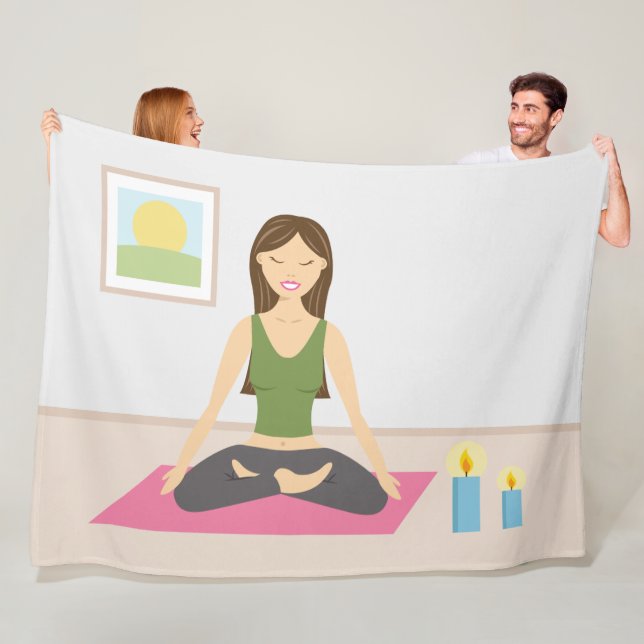 Cute Girl Doing Yoga In A Pretty Room Fleece Blanket (In Situ)
