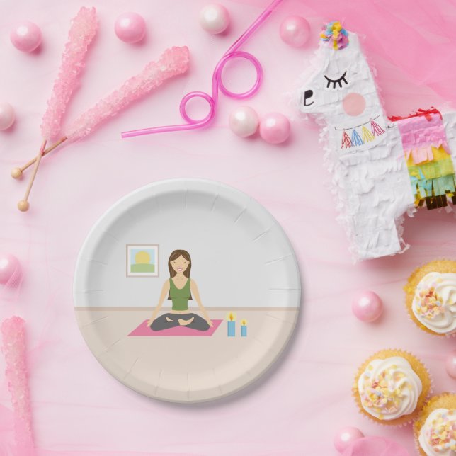 Cute Girl Doing Yoga In A Pretty Room Paper Plate (Party)